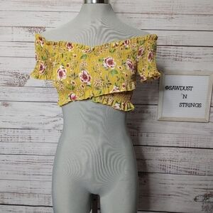 COPY - ANGEL Biba Smocked Floral Crop Top XS